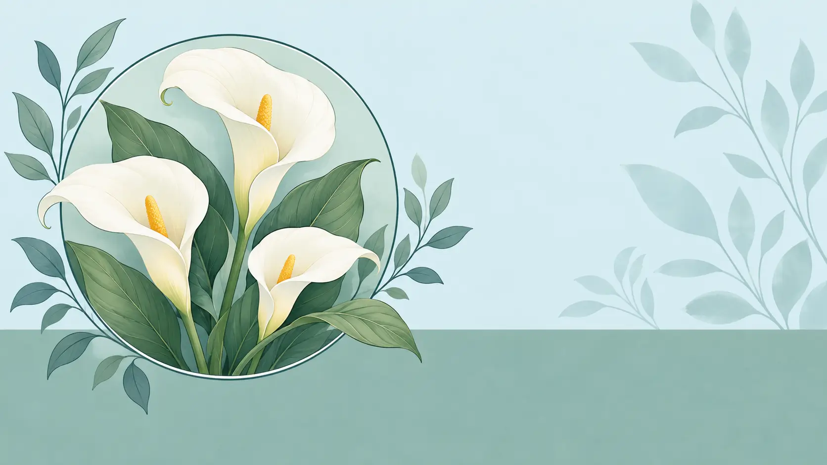 Calm botanical illustration with calla lilies