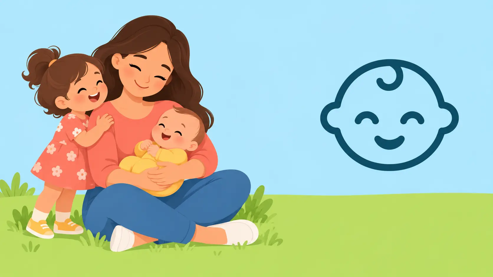 Illustration of a parent and children